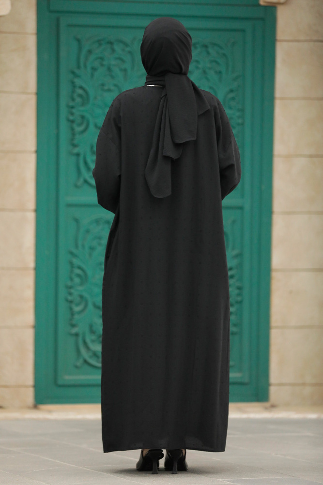Black Hijab For Women Turkish Abaya 88681S - 3