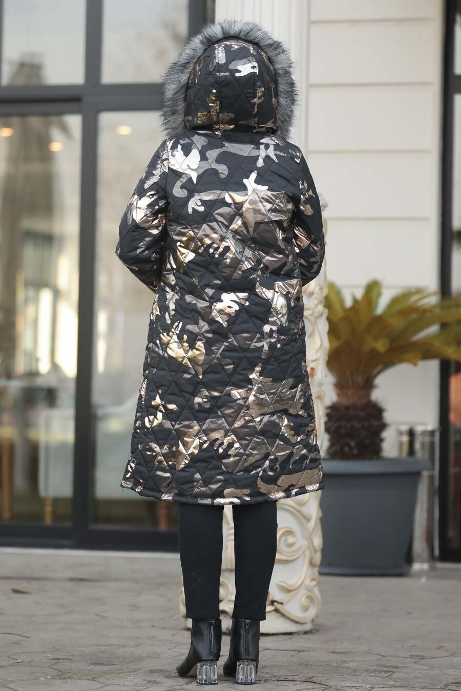 Neva Style - Black Hijab İnflatable Coat 9060S
