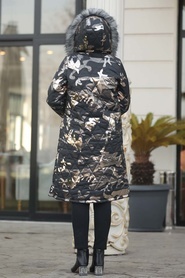 Neva Style - Black Hijab İnflatable Coat 9060S - Thumbnail