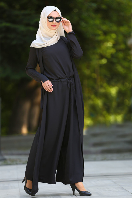 Neva Style - Black Hijab Jumpsuits 90740S
