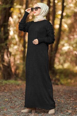 Neva Style - Black Hijab Knitwear Dress 1020S - 1