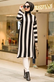 Neva Style - Black Hijab Knitwear Tunic 15617S - Thumbnail