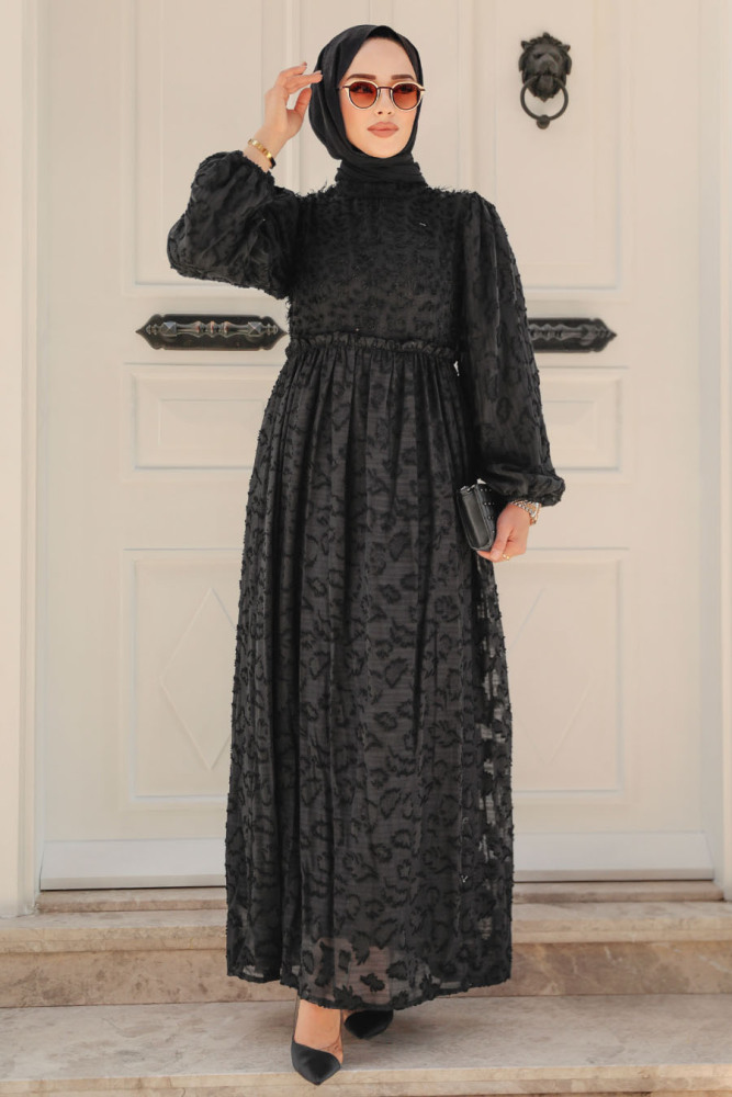 Black Hijab Maxi Dress 1388S - 2