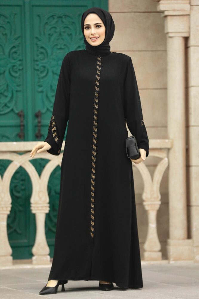 Neva Style - Black Modest Turkish Abaya 626S - 1