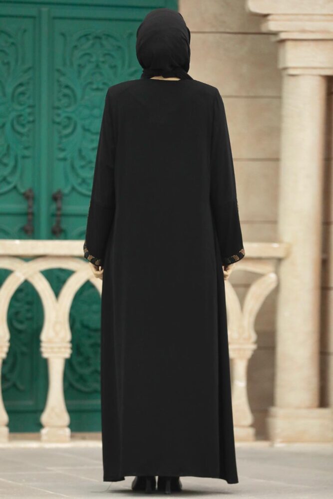 Neva Style - Black Modest Turkish Abaya 626S - 6