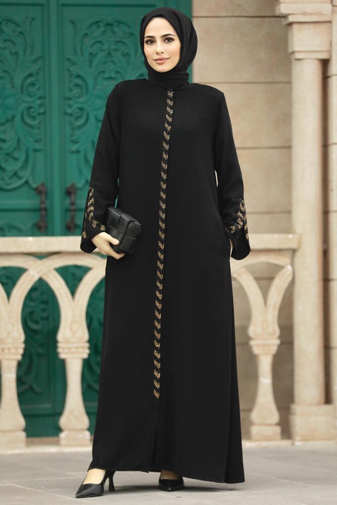 Neva Style - Black Modest Turkish Abaya 626S - 4