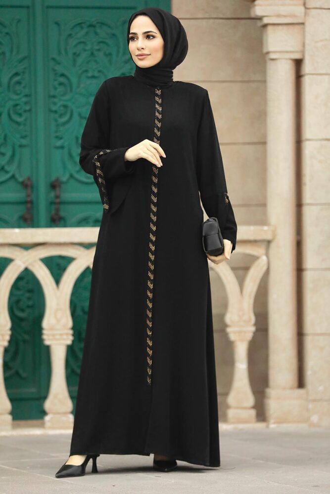 Neva Style - Black Modest Turkish Abaya 626S - 5