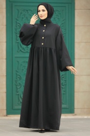 Neva Style - Black Hijab Maxi Dress 57347S - Thumbnail
