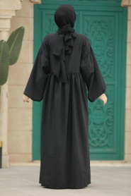 Neva Style - Black Hijab Maxi Dress 57347S - Thumbnail