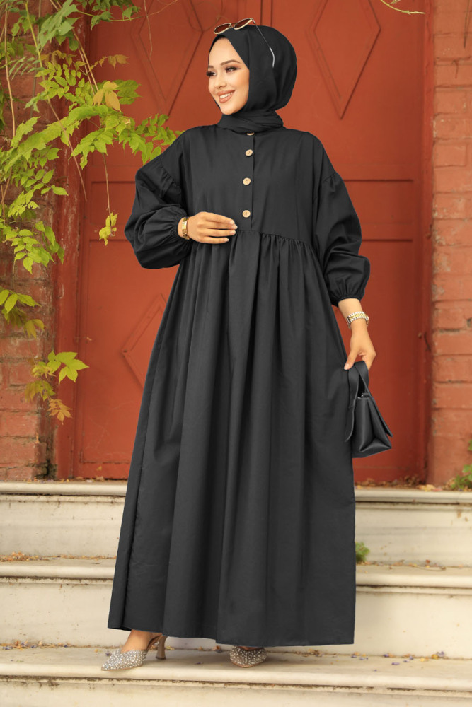 Black Hijab Maxi Dress 57347S - 1