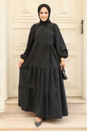 Black Hijab Maxi Dress 57349S - 2