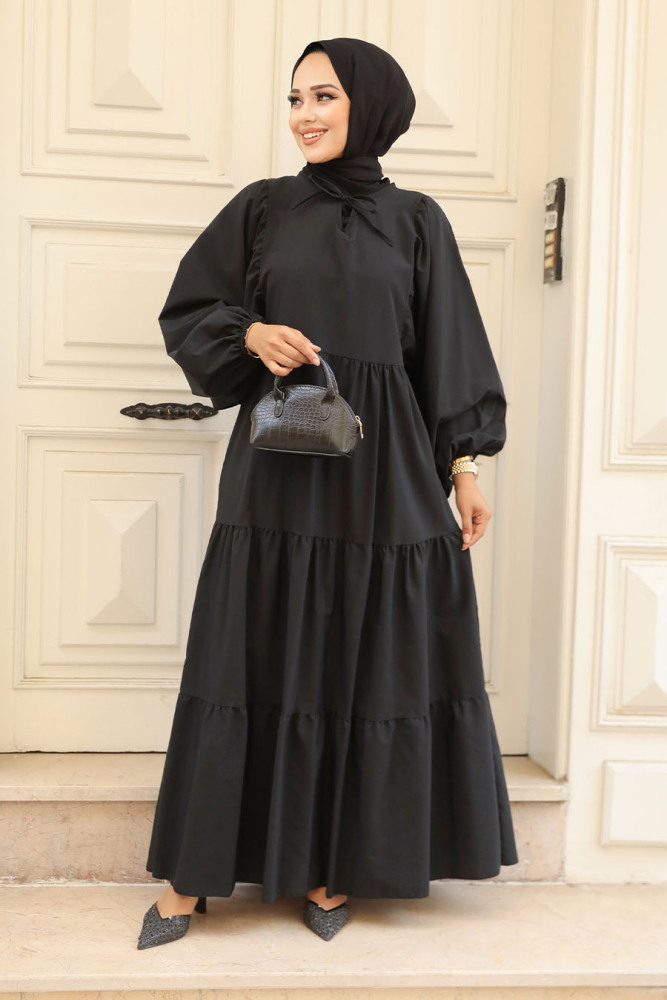 Black Hijab Maxi Dress 57349S - 1