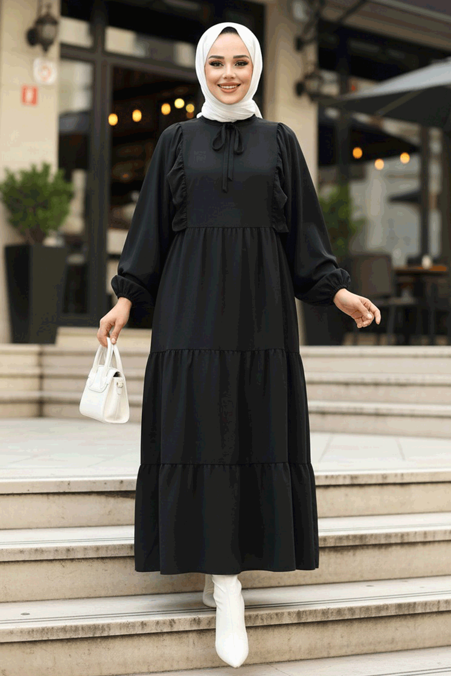 Black Hijab Maxi Dress 57349S