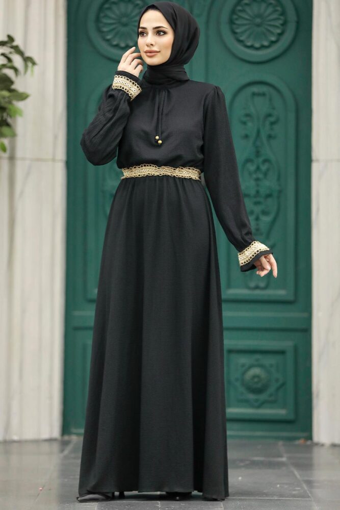 Black Hijab Maxi Dress 5852S - 1