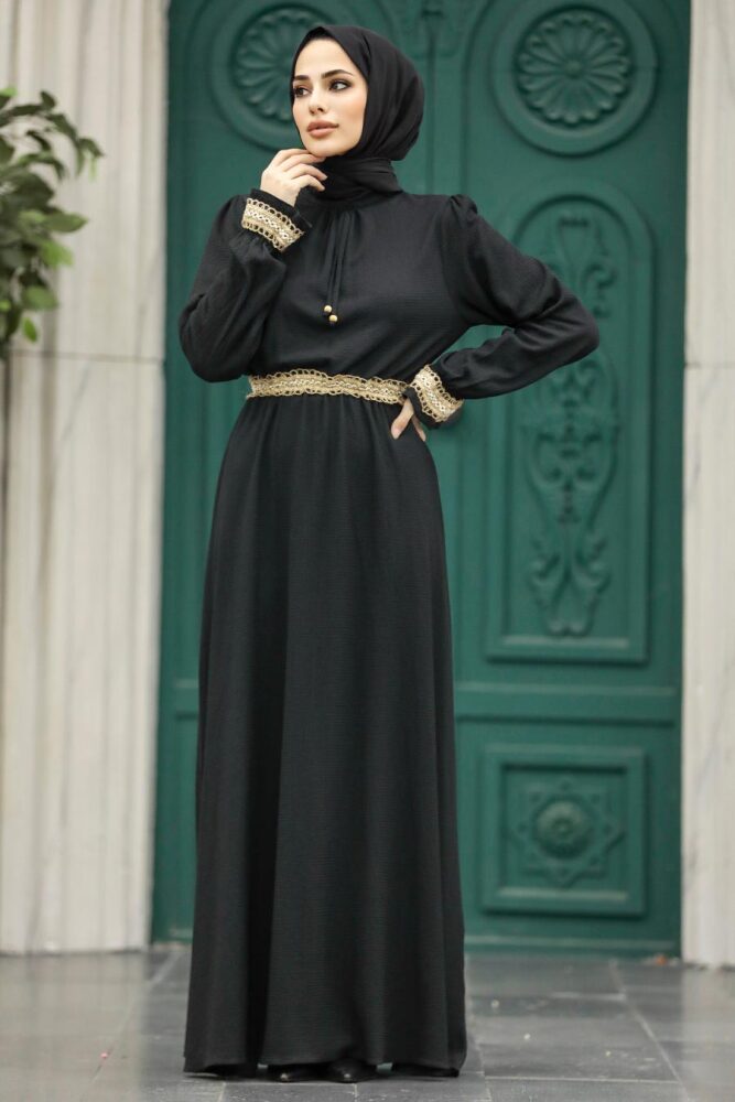 Black Hijab Maxi Dress 5852S - 2