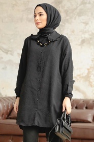 Neva Style - Black Hijab Shirt 1114S - Thumbnail
