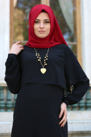 Neva Style - Black Hijab Suit 51770S - Thumbnail