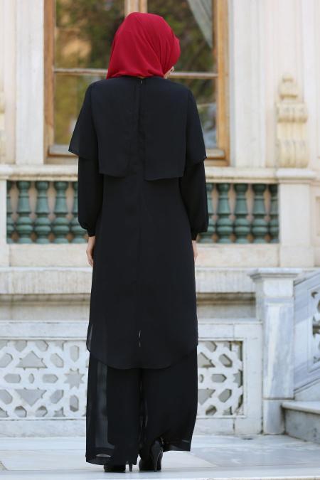 Neva Style - Black Hijab Suit 51770S - 3
