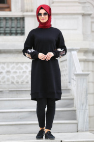 Neva Style - Black Hijab Sweatshirt 1544S - Thumbnail