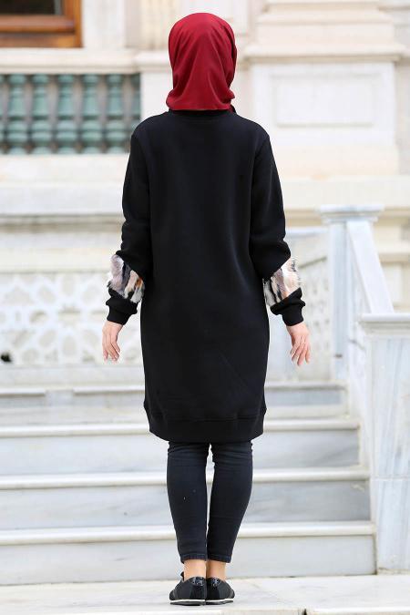 Neva Style - Black Hijab Sweatshirt 1544S - 2