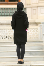 Neva Style - Black Hijab Sweatshirt 1546S - Thumbnail