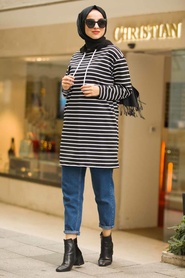 Neva Style - Black Hijab Sweatshirt And Tunic 11590S - Thumbnail