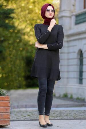 Neva Style - Black Hijab Trico 15058S - 1