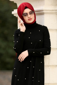 Neva Style - Black Hijab Trico Tunic 1632S - Thumbnail