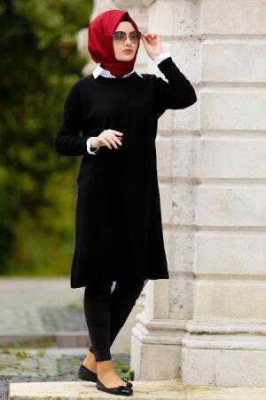 Neva Style - Black Hijab Trico Tunic 21070S - 1