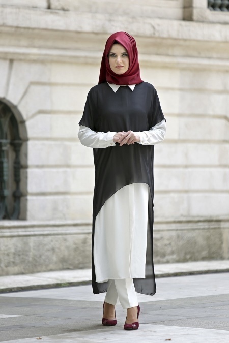 Neva Style - Black Hijab Tunic 1067S
