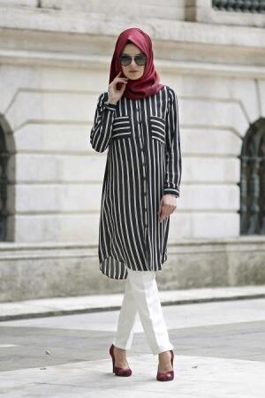 Neva Style - Black Hijab Tunic 1069S - 1