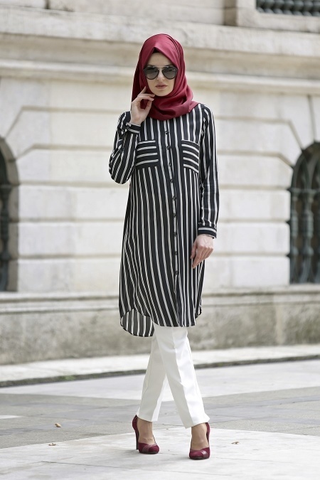 Neva Style - Black Hijab Tunic 1069S