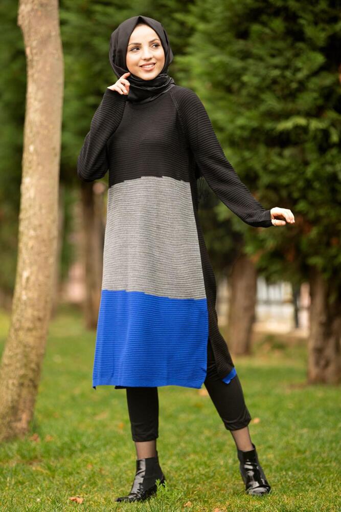 Neva Style - Black Hijab Tunic 153791S - 1