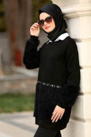 Neva Style - Black Hijab Tunic 16010S - Thumbnail