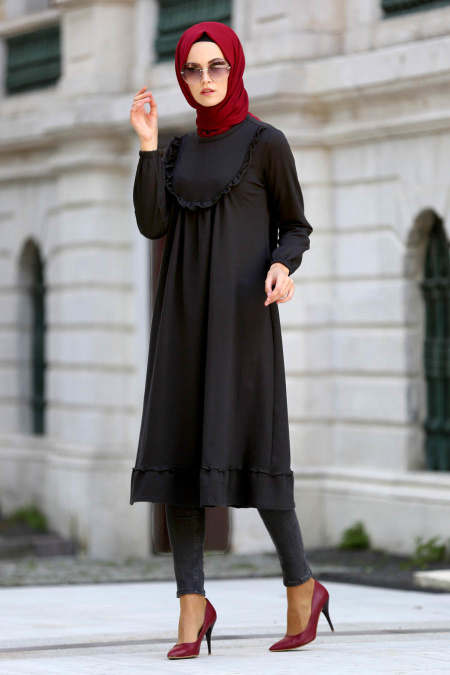 Neva Style - Black Hijab Tunic 2178S