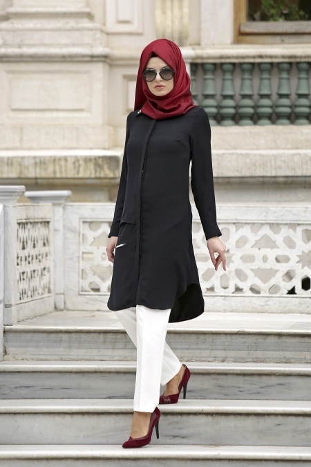 Neva Style - Black Hijab Tunic 246S