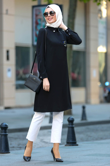 Neva Style - Black Hijab Tunic 261S