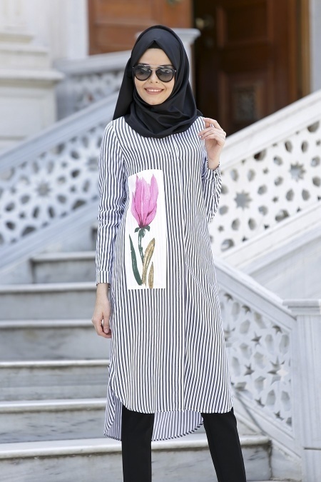 Neva Style - Black Hijab Tunic 2901S