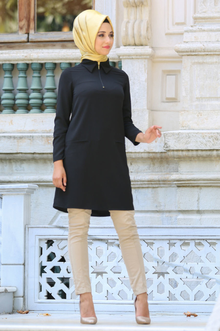 Neva Style - Black Hijab Tunic 5033S