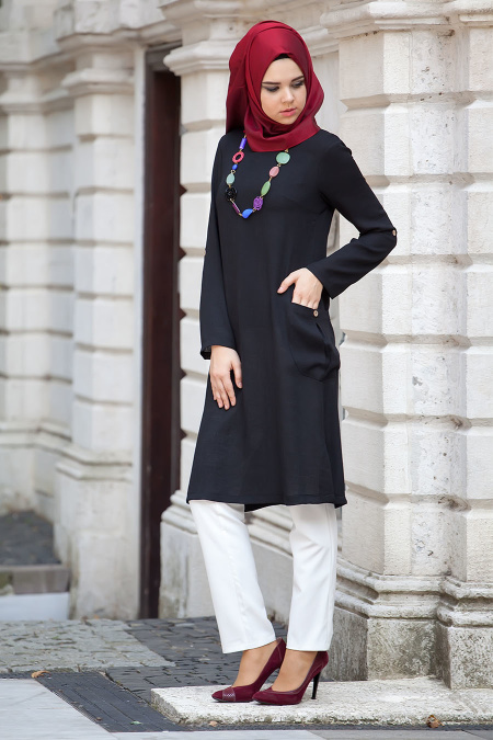 Neva Style - Black Hijab Tunic 5081S