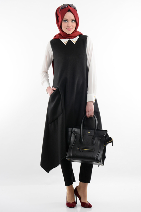 Neva Style - Black Hijab Tunic 6223S