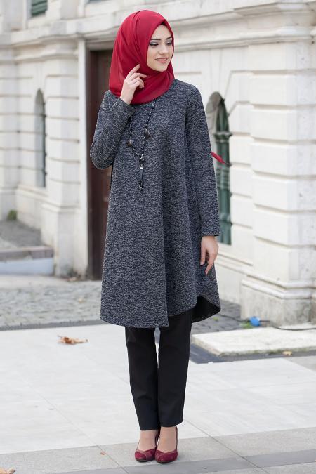 Neva Style - Black Hijab Tunic 6227S - 1
