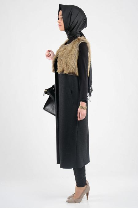 Neva Style - Black Hijab Tunic 6241S - 2