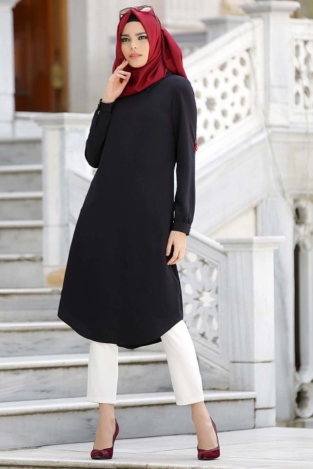 Neva Style - Black Hijab Tunic 809S