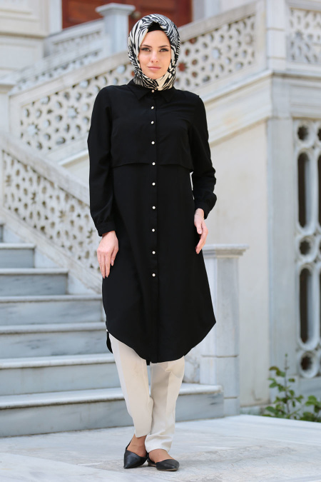 Neva Style - Black Hijab Tunic 811S