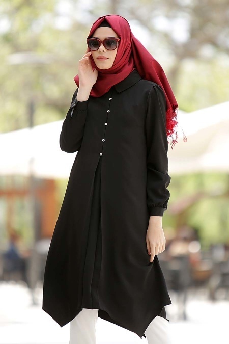 Neva Style - Black Hijab Tunic 816S