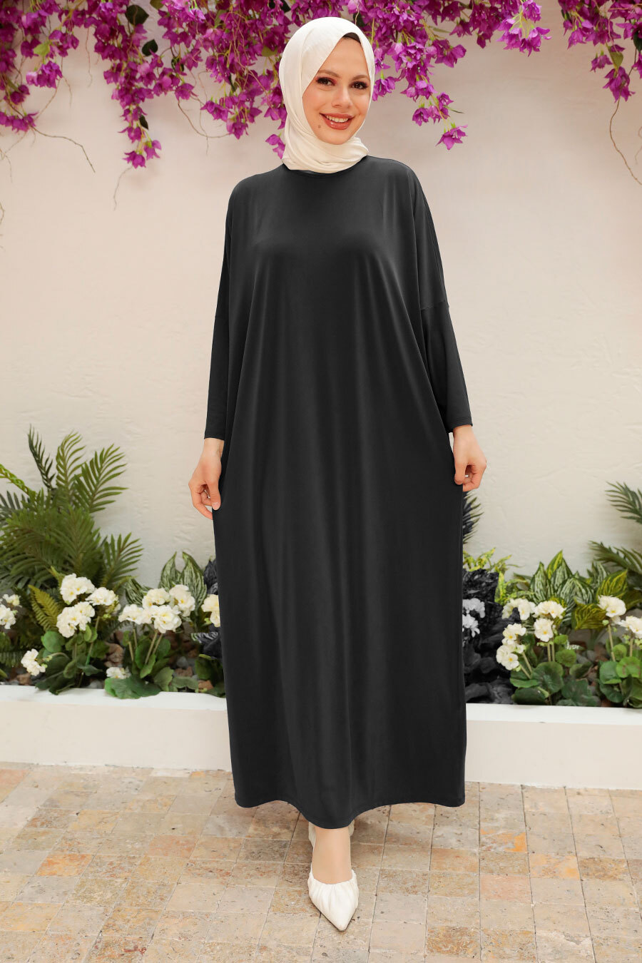 Neva Style - Black Hijab Turkish Abaya 17801S