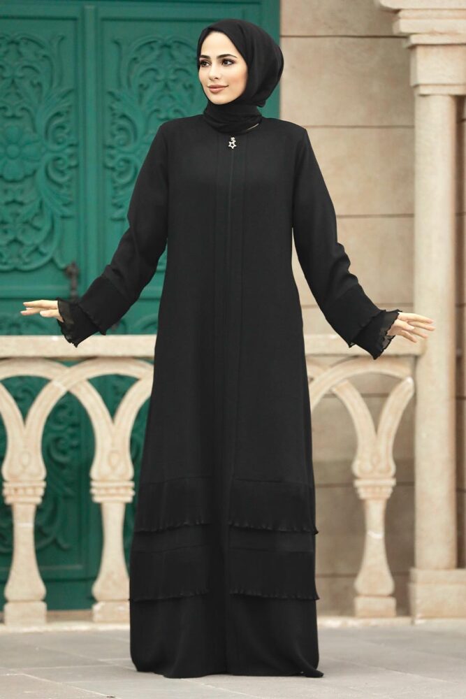 Black Hijab Turkish Abaya 34601S - 3