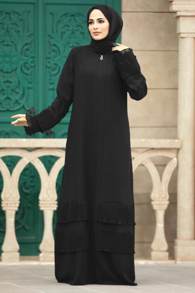 Black Hijab Turkish Abaya 34601S - 4