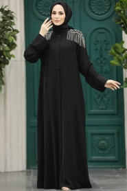 Neva Style - Black Hijab Turkish Abaya 378500S - Thumbnail